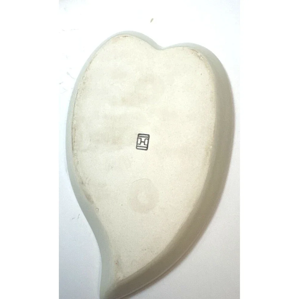 Bat Trang Vietnamese Hand Painted Pottery 2 Bowl heart trinket dish Dragonflies